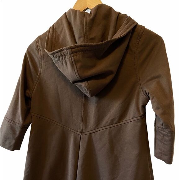ESLEY Brown Stretch Hooded Short Sleeve Jacket S - Picture 7 of 8